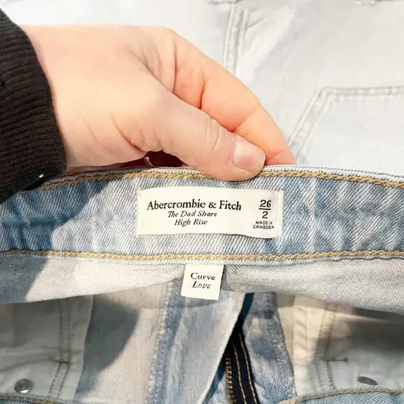 Abercrombie & Fitch High Rise Curve Love Dad Shorts Light Wash Blue 26 / 2 - Picture 5 of 5